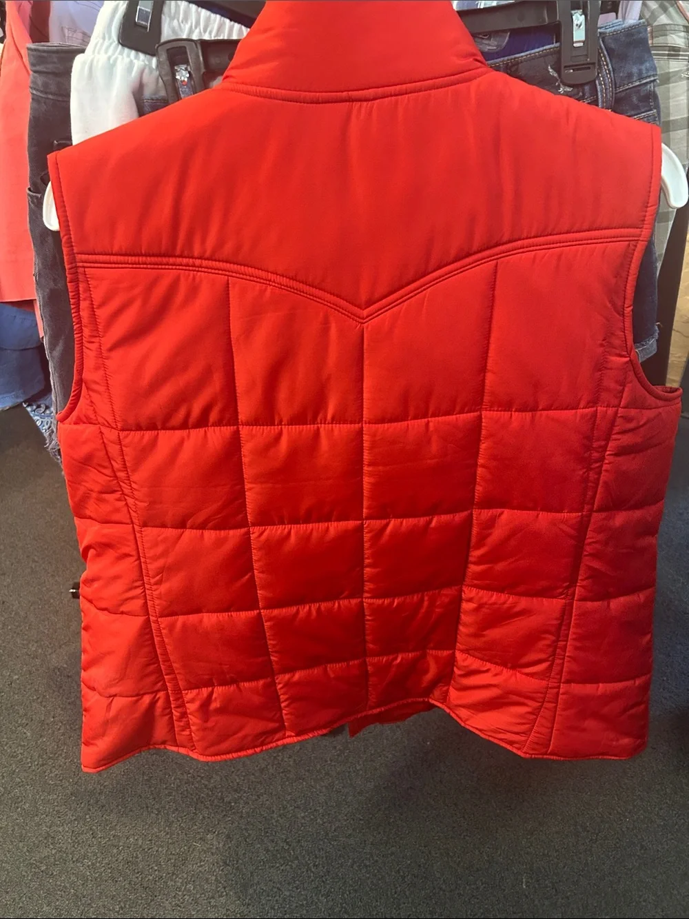 Chaps Red Quilted Puffer Vest - Sleeveless Zip Front 070726#